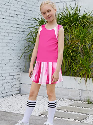 Girls Tennis Golf Pickball Dress Athletic Outfits Kids Tank Top and Skorts Sets