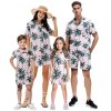 Family Matching Outfits Short Sleeve Button Down Hawaiian Shirt and Short Sets for Men Women Kids with Pockets