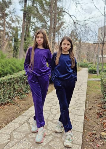 Girls 2 Piece Outfit Sweatsuits Set Kids Velour Sweatshirts & Sweatpants Tracksuits Set for Girls