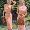 Women's Non See Through 2 Piece Sets Early Fall Tank Top and Midi Skirt Knit Outfits
