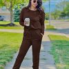 Women Fall 2 Piece Lounge Outfit Long Sleeve Tops High Waisted Jogger Pants Set Spring Travel Clothes Tracksuit
