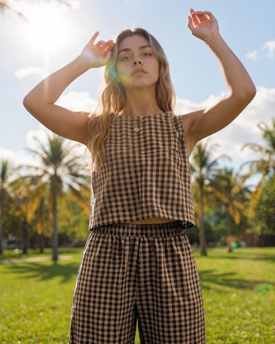 2 Piece Sets For Women 2025 Summer Matching Wide Leg Crop Pants Outfits Travel Vacation Beach Lounge Sets