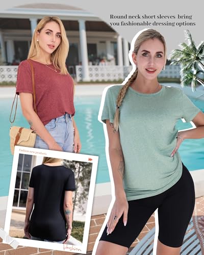 3 Pack Womens T-Shirts - Short Sleeve Spring Summer Tops Crew Neck Trendy Casual Work Soft Basic Tees for Ladies 2025