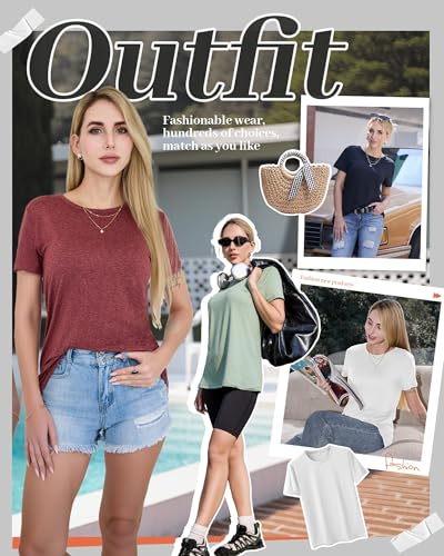 3 Pack Womens T-Shirts - Short Sleeve Spring Summer Tops Crew Neck Trendy Casual Work Soft Basic Tees for Ladies 2025
