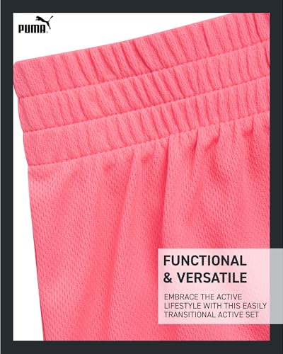 Girls Athletic Shorts Set - 2 Piece Active Performance TShirt and Gym Bike Kids Shorts Girls Activewear Set (7-14)