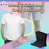 24 Piece Bulk Case Mens/Womens T-Shirt and Crew Sock Set, Travel, Charity Supply